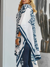 Printed Open Front Cover-Up - Trendsi - Flyclothing LLC