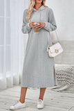 Side Slit Drawstring Long Sleeve Hooded Dress - Trendsi - Flyclothing LLC