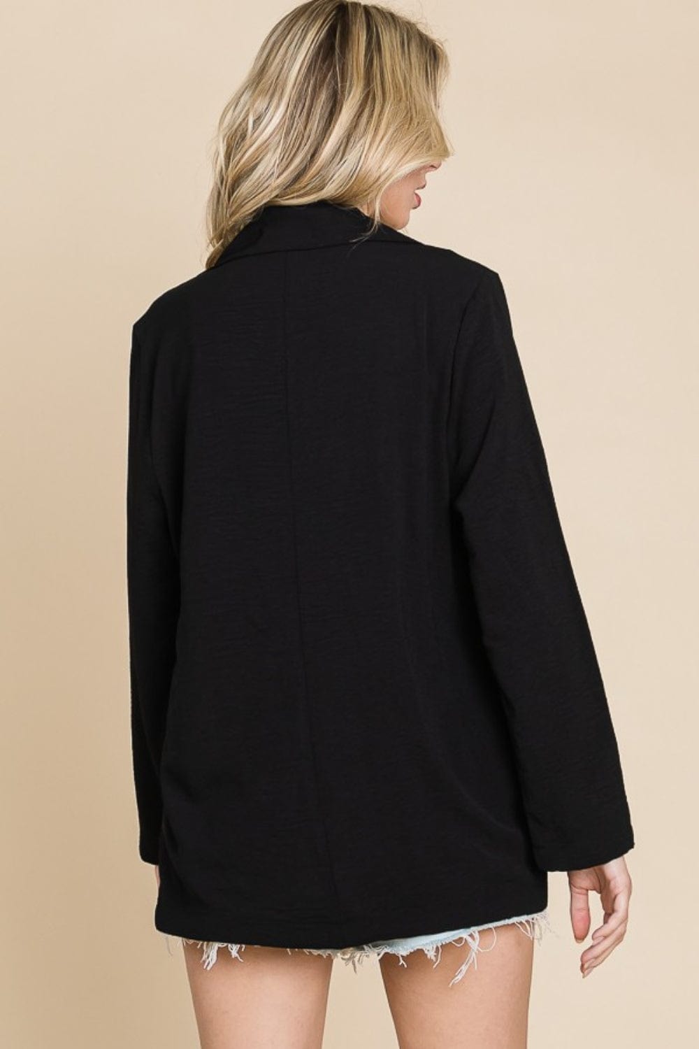 Culture Code One Button Long Sleeve Blazer with Pockets - Trendsi