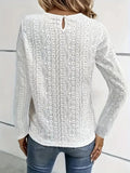 Lace Eyelet Long Sleeve Top - Trendsi