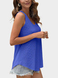 Florira Eyelet Round Neck Tank - Trendsi - Flyclothing LLC