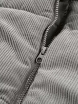 Corduroy Stand Neck Zipped Puffer Vest - Trendsi - Flyclothing LLC