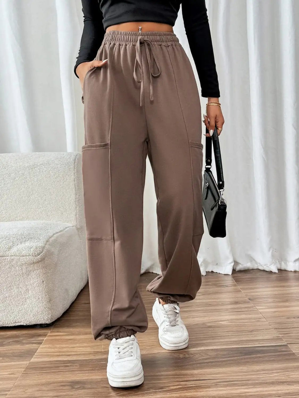 Tied Joggers with Pockets - Trendsi