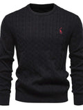 Men's Cable-Knit Round Neck Long Sleeve Sweater - Trendsi - Flyclothing LLC