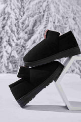 Letter M Suede Round Toe Slippers - Trendsi - Flyclothing LLC
