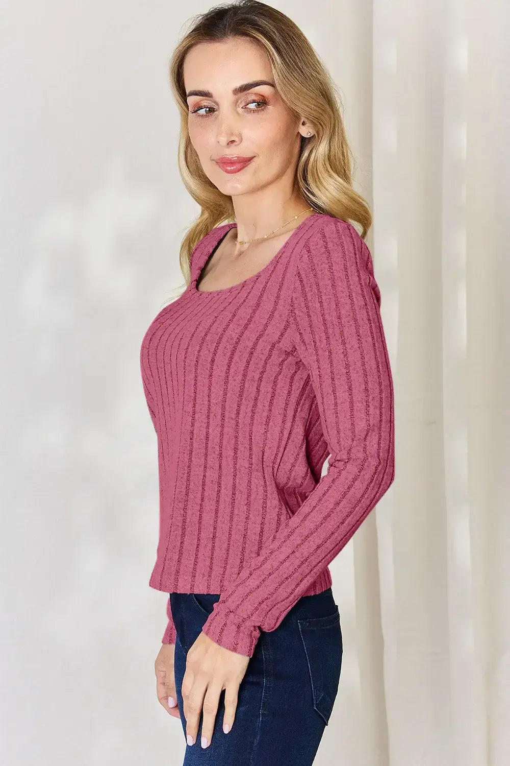 Basic Bae Full Size Ribbed Long Sleeve T-Shirt - ShopBasicbae - Flyclothing LLC