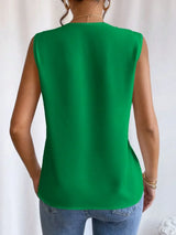 V-Neck Pleated Sleeveless Cami Tank Top - Trendsi - Flyclothing LLC