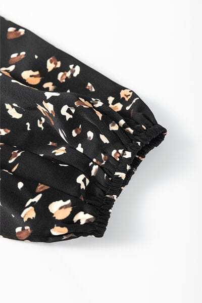 Printed Mock Neck Balloon Sleeve Blouse - Trendsi - Flyclothing LLC