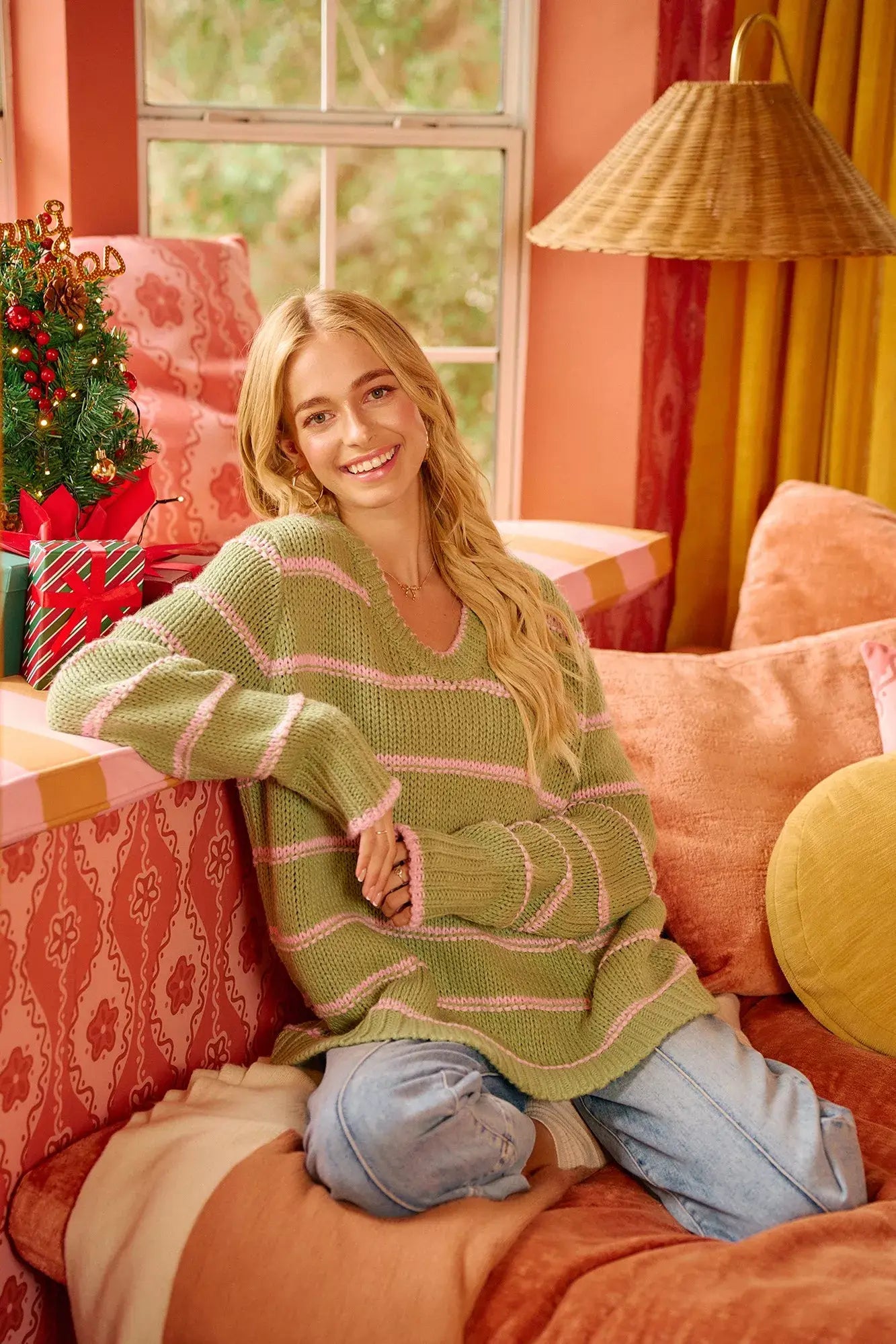 BiBi Striped Long Sleeve Sweater - Trendsi - Flyclothing LLC