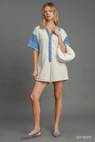 Umgee French Terry Collared Colorblock Romper - Trendsi - Flyclothing LLC