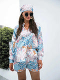 Printed Button Up Long Sleeve Shirt and Shorts Set - Trendsi - Flyclothing LLC