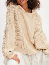 Texture Knit Long Sleeve Hooded Sweater - Trendsi - Flyclothing LLC