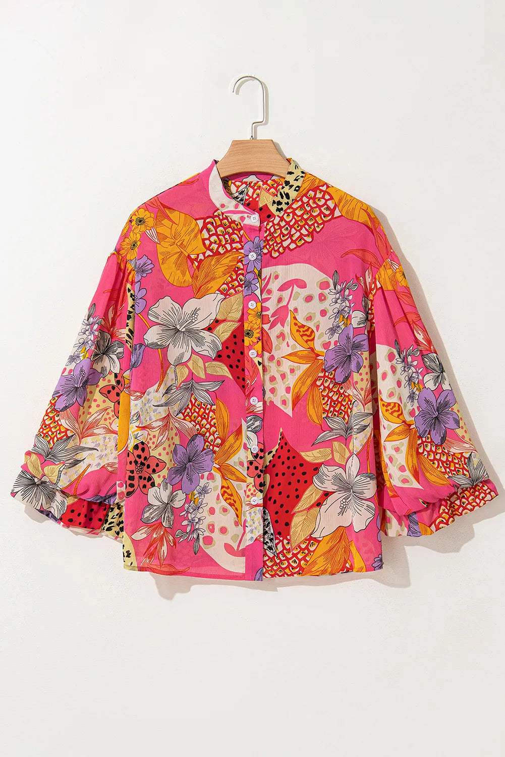 Printed Button Down Long Sleeve Shirt - Trendsi - Flyclothing LLC