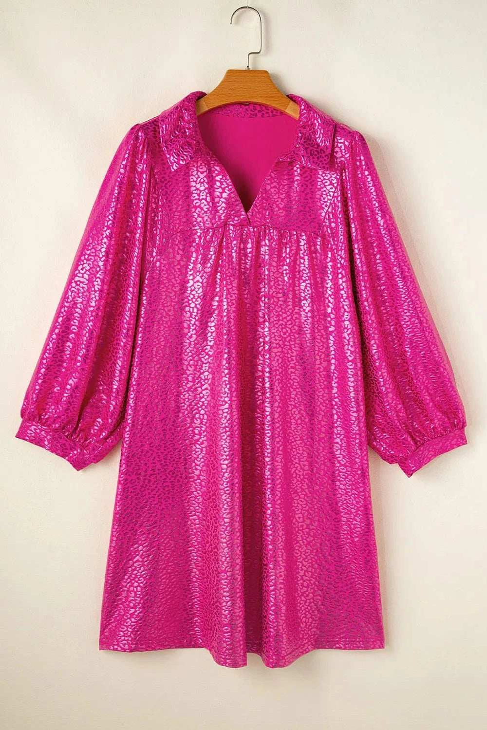 Leopard Johnny Collar Mini Dress - Trendsi - Flyclothing LLC