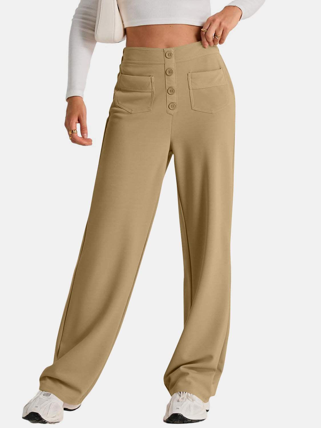 High Waist Wide Leg Pants - Trendsi - Flyclothing LLC