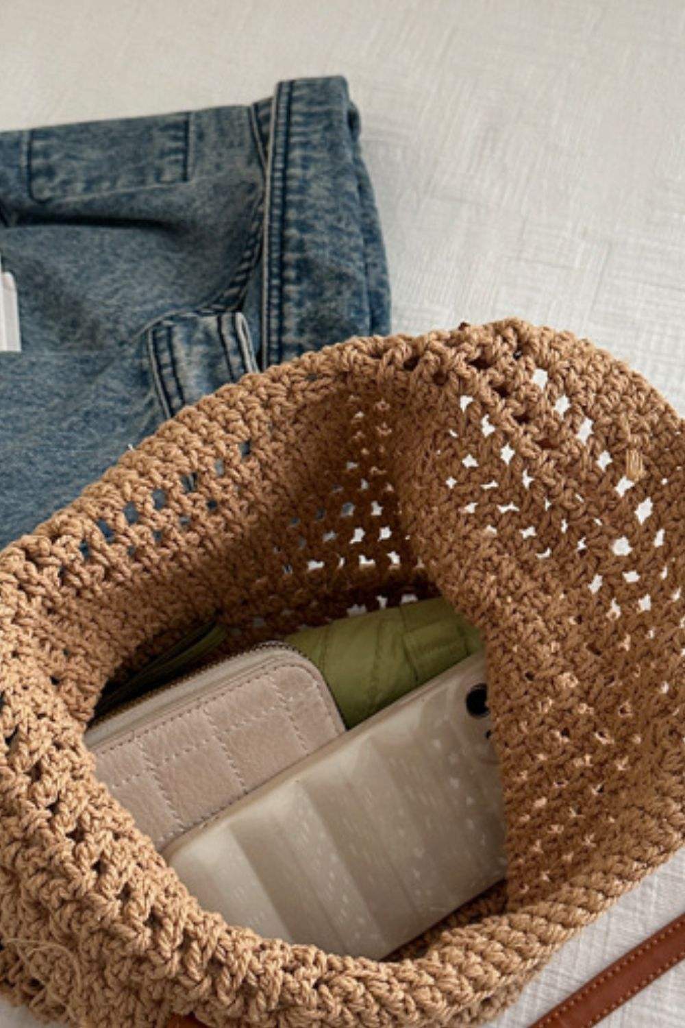 Openwork Woven Tote Bag - Trendsi - Flyclothing LLC