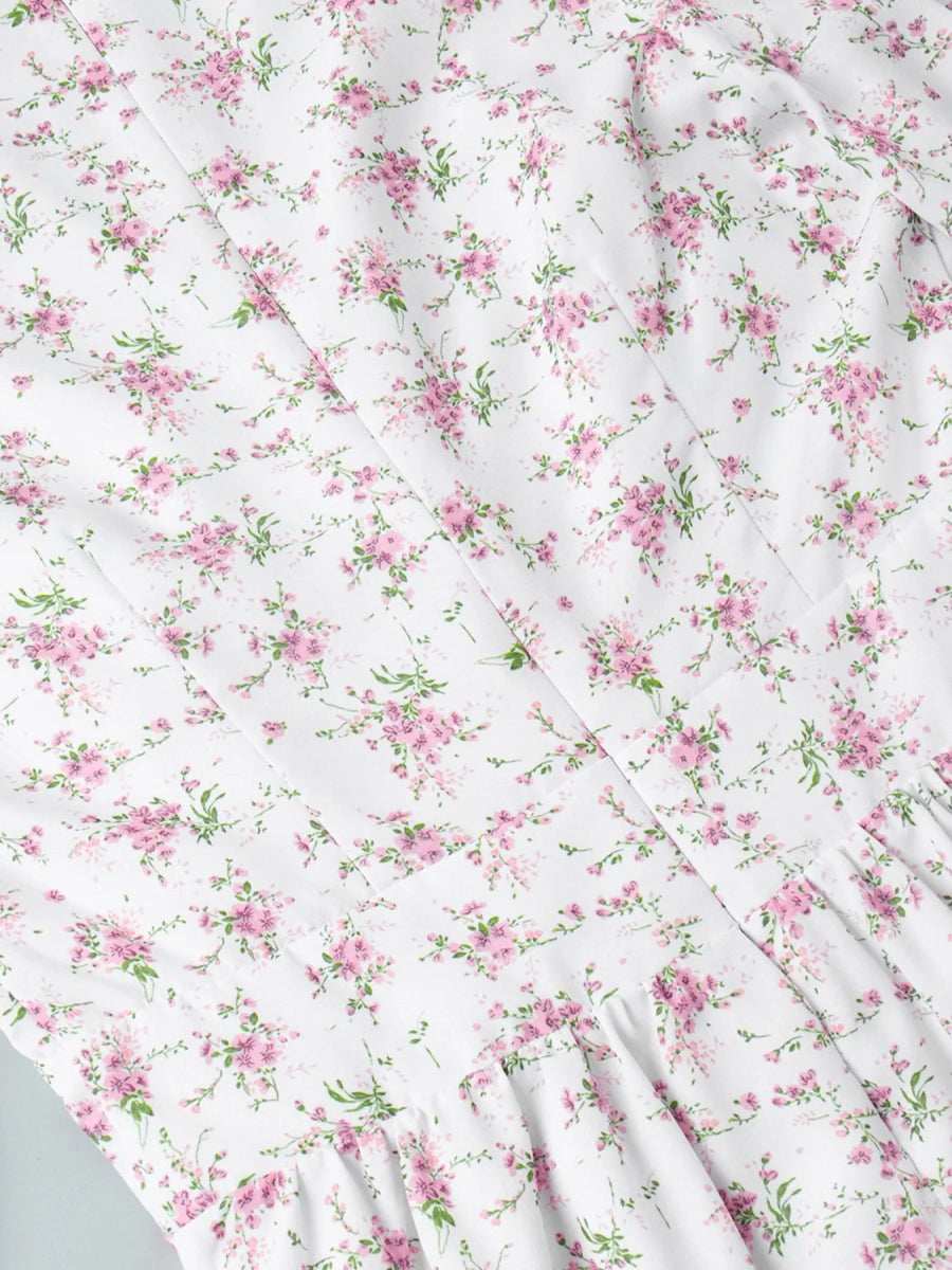 Floral Print Balloon Sleeve Dress - Trendsi - Flyclothing LLC