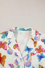 Butterfly Half Sleeve Top and Shorts Set - Trendsi - Flyclothing LLC