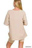 Zenana Cotton V-neck Top & Biker Shorts Set - Trendsi - Flyclothing LLC