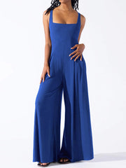 Square Neck Wide Strap Jumpsuit Trendsi