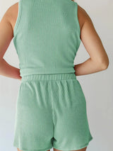 Round Neck Sleeveless Top and Shorts Set - Trendsi - Flyclothing LLC