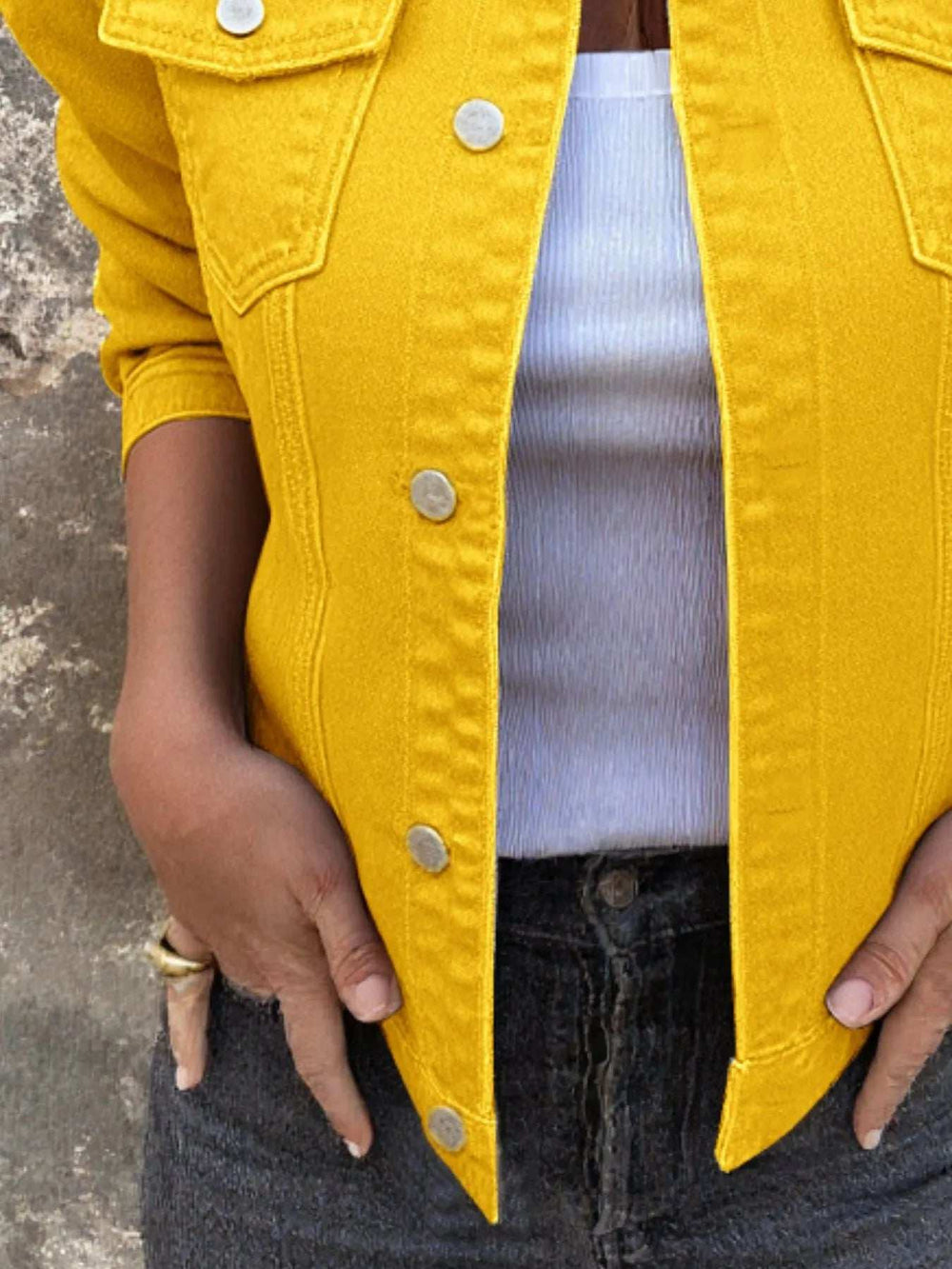 Button Front Closure Denim Jacket - Trendsi - Flyclothing LLC