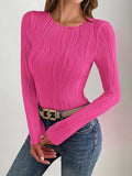 Textured Round Neck Long Sleeve Top - Trendsi