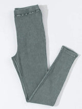 Ribbed Elastic Waist Leggings - Trendsi - Flyclothing LLC