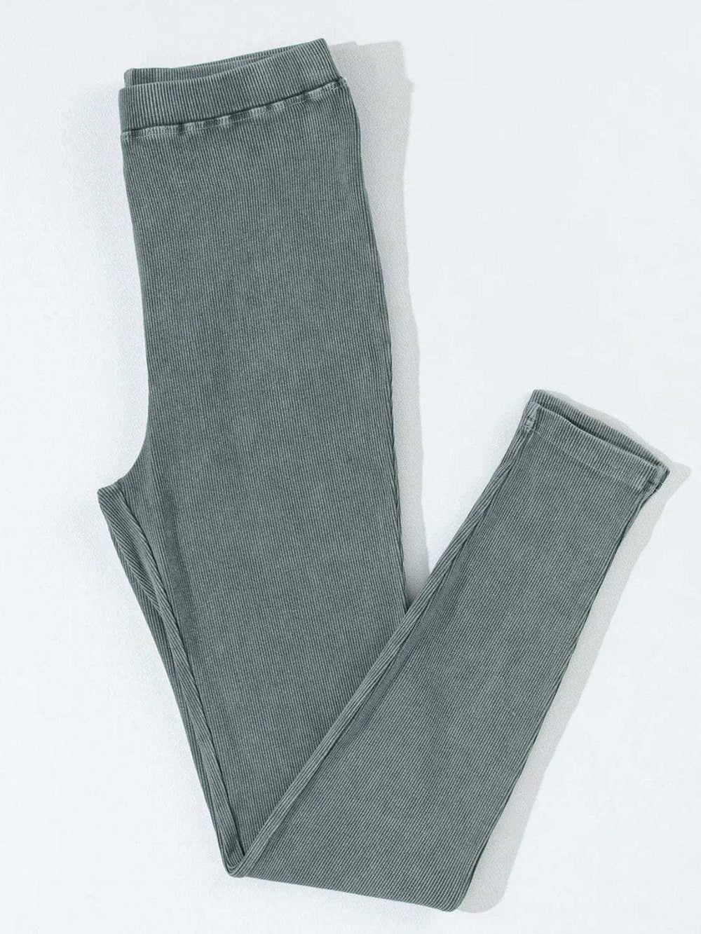Ribbed Elastic Waist Leggings - Trendsi - Flyclothing LLC