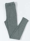 Ribbed Elastic Waist Leggings - Trendsi - Flyclothing LLC