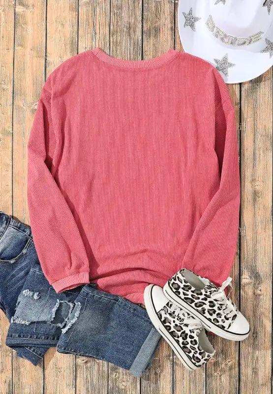 Valentine's Day LOVE Round Neck Long Sleeve Sweatshirt - Trendsi - Flyclothing LLC