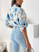 Printed Button Up Half Sleeve Shirt - Trendsi - Flyclothing LLC