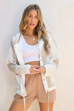 Drawstring Color Block Long Sleeve Jacket - Trendsi
