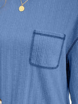 Mandy Contrast Stitching Round Neck Long Sleeve T-Shirt - Trendsi - Flyclothing LLC