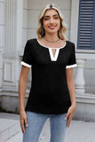 Cutout Round Neck Short Sleeve Top - Trendsi - Flyclothing LLC