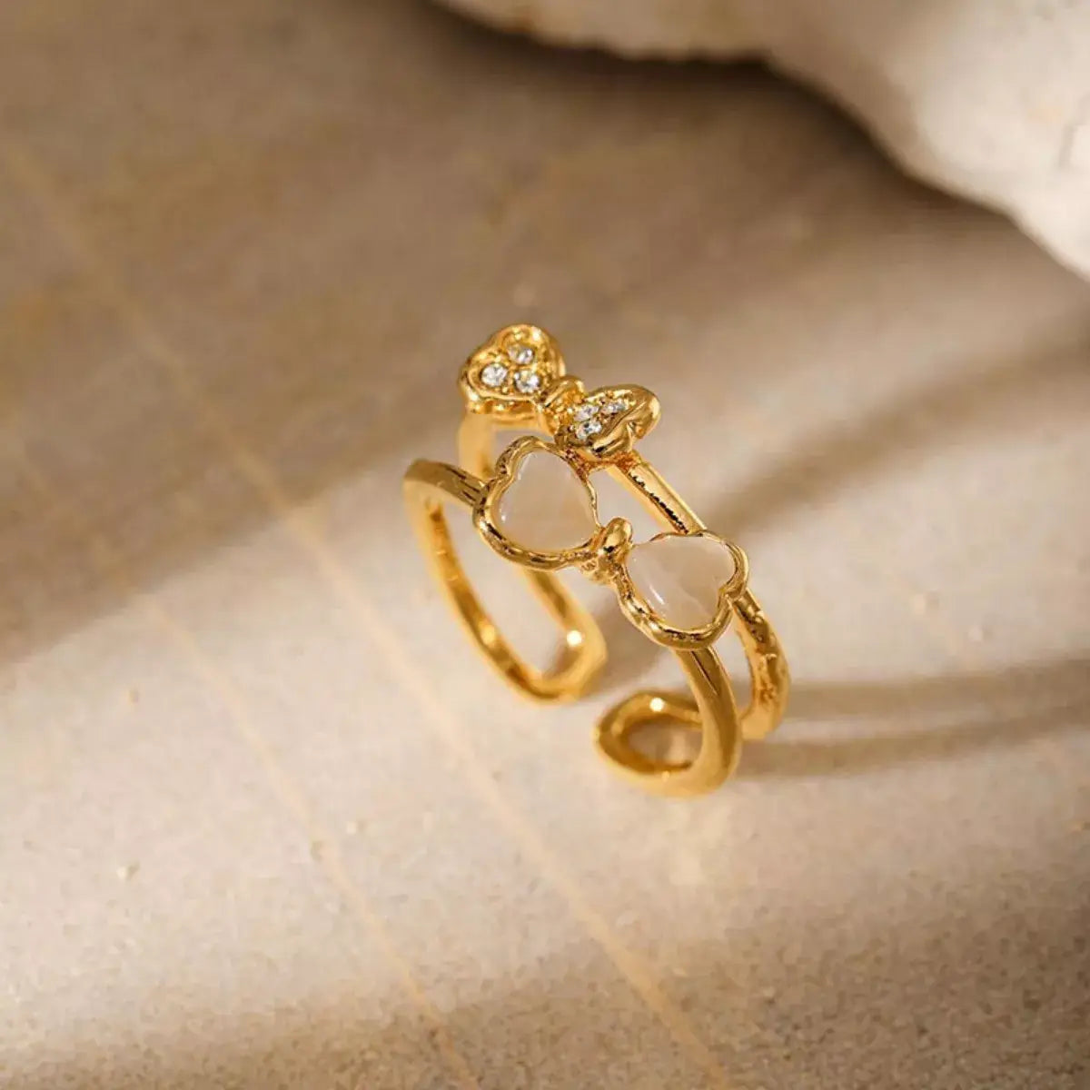18K Gold-Plated Bow Open Ring - Trendsi - Flyclothing LLC