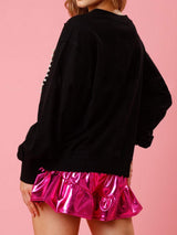 Pearl Trim Round Neck Sweatshirt - Trendsi - Flyclothing LLC