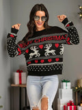 Perfee Christmas Element Round Neck Sweater - Trendsi