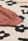 Leopard Round Neck Long Sleeve Sweater - Trendsi - Flyclothing LLC
