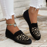 Leopard Mesh Round Toe Flat Slip-Ons - Trendsi - Flyclothing LLC