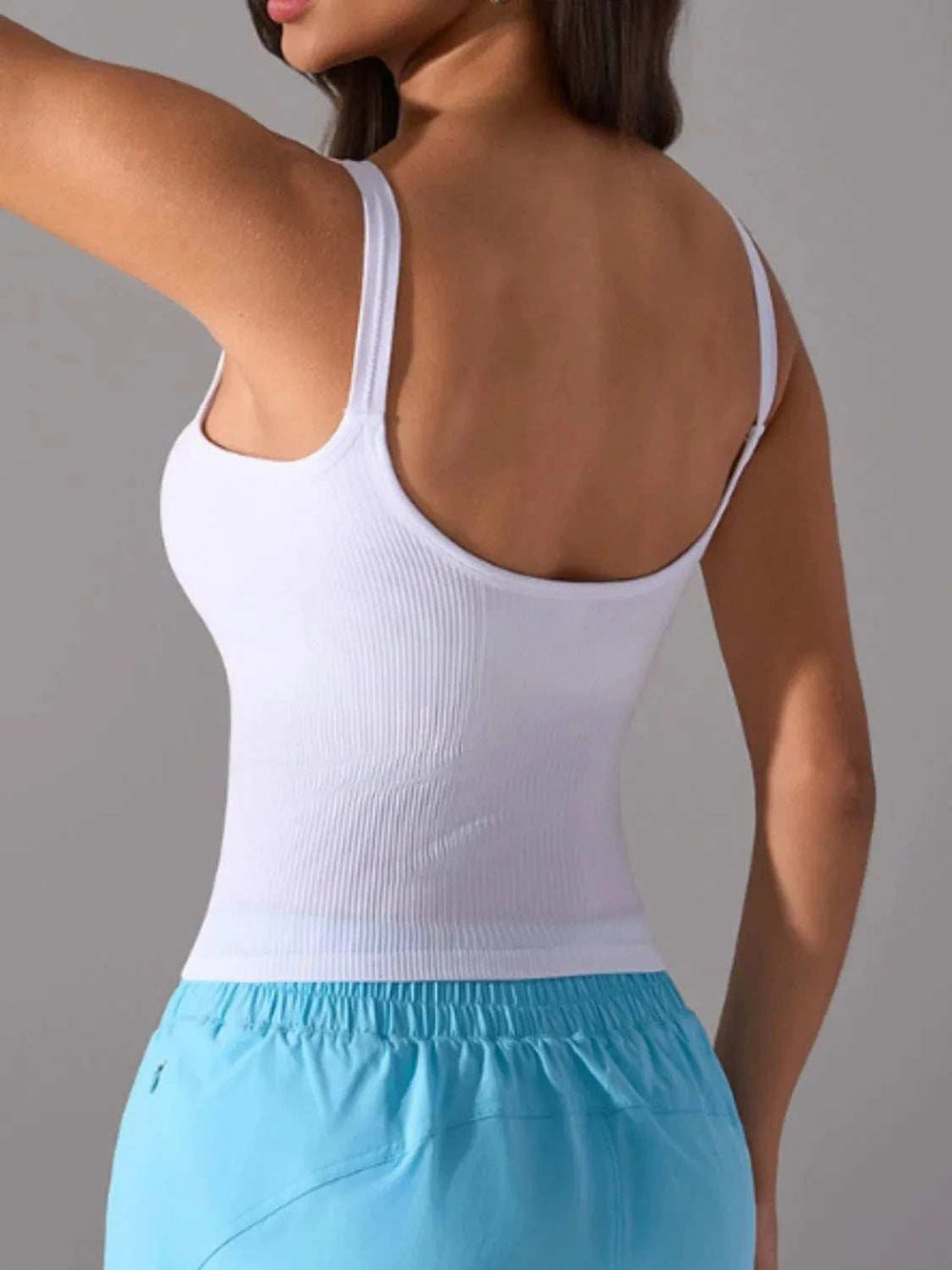 Scoop Neck Active Tank with Detachable Chest Pads - Trendsi - Flyclothing LLC