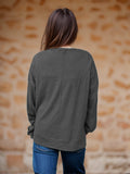 Side Slit Round Neck Long Sleeve T-Shirt - Trendsi