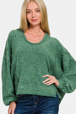 Zenana Brushed Hacci Exposed Seam Hoodie - Trendsi - Flyclothing LLC