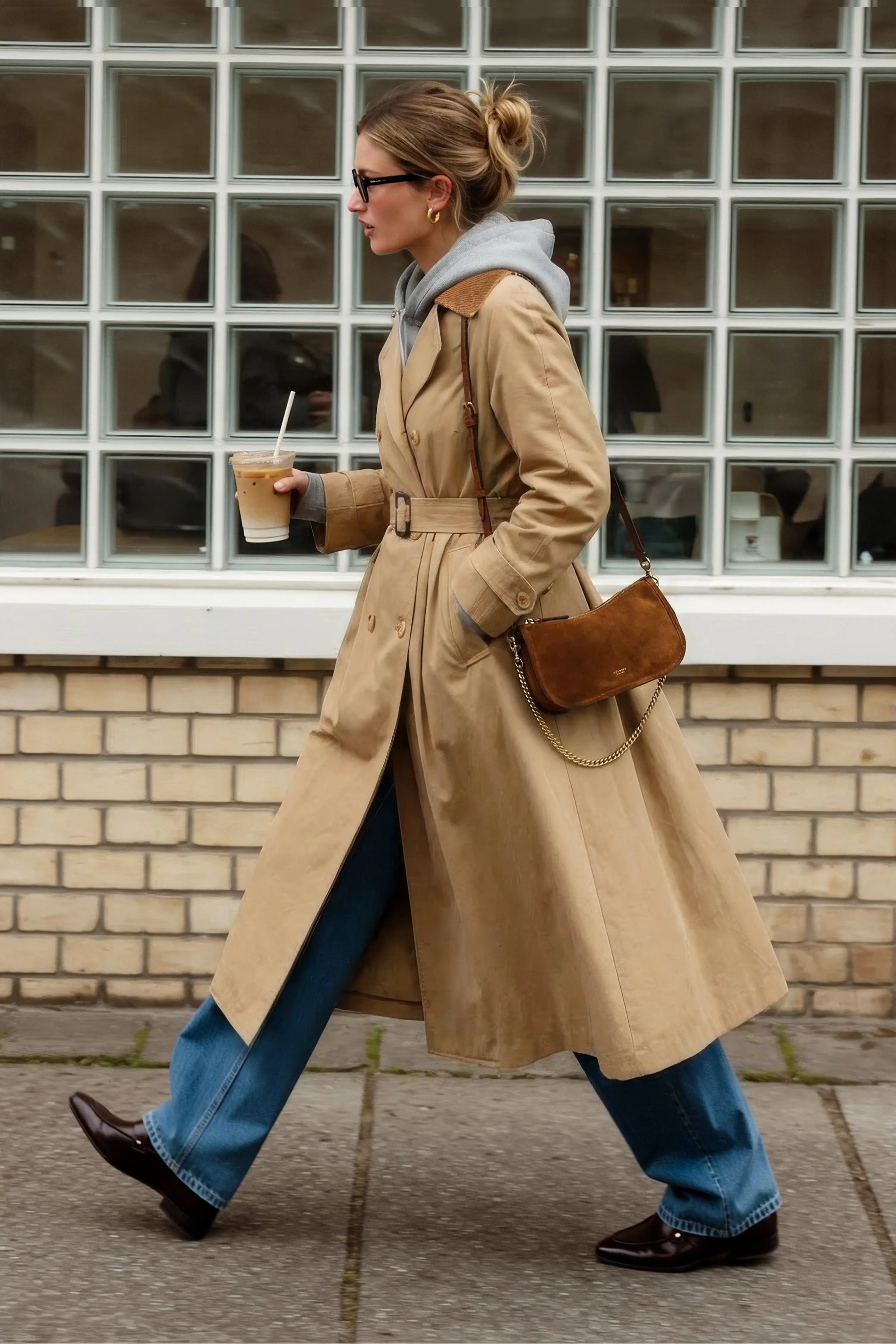 FALLING LEAVES WOVEN MIDI TRENCH COAT - Flying Tomato - Flyclothing LLC