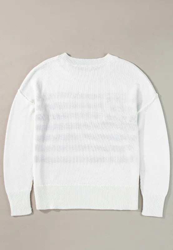 US Flag Side Slit Drop Shoulder Sweater - Trendsi - Flyclothing LLC