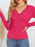 Notched Long Sleeve T-Shirt - Trendsi - Flyclothing LLC