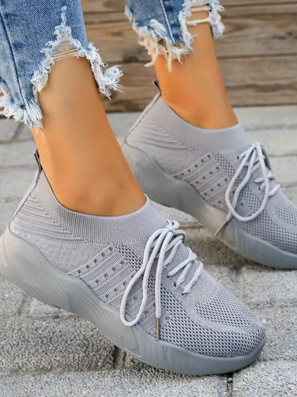 Mesh Round Toe Flat Athletic - Trendsi - Flyclothing LLC