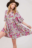 SAGE + FIG Floral Button Down Mini Shirt Dress - Trendsi - Flyclothing LLC