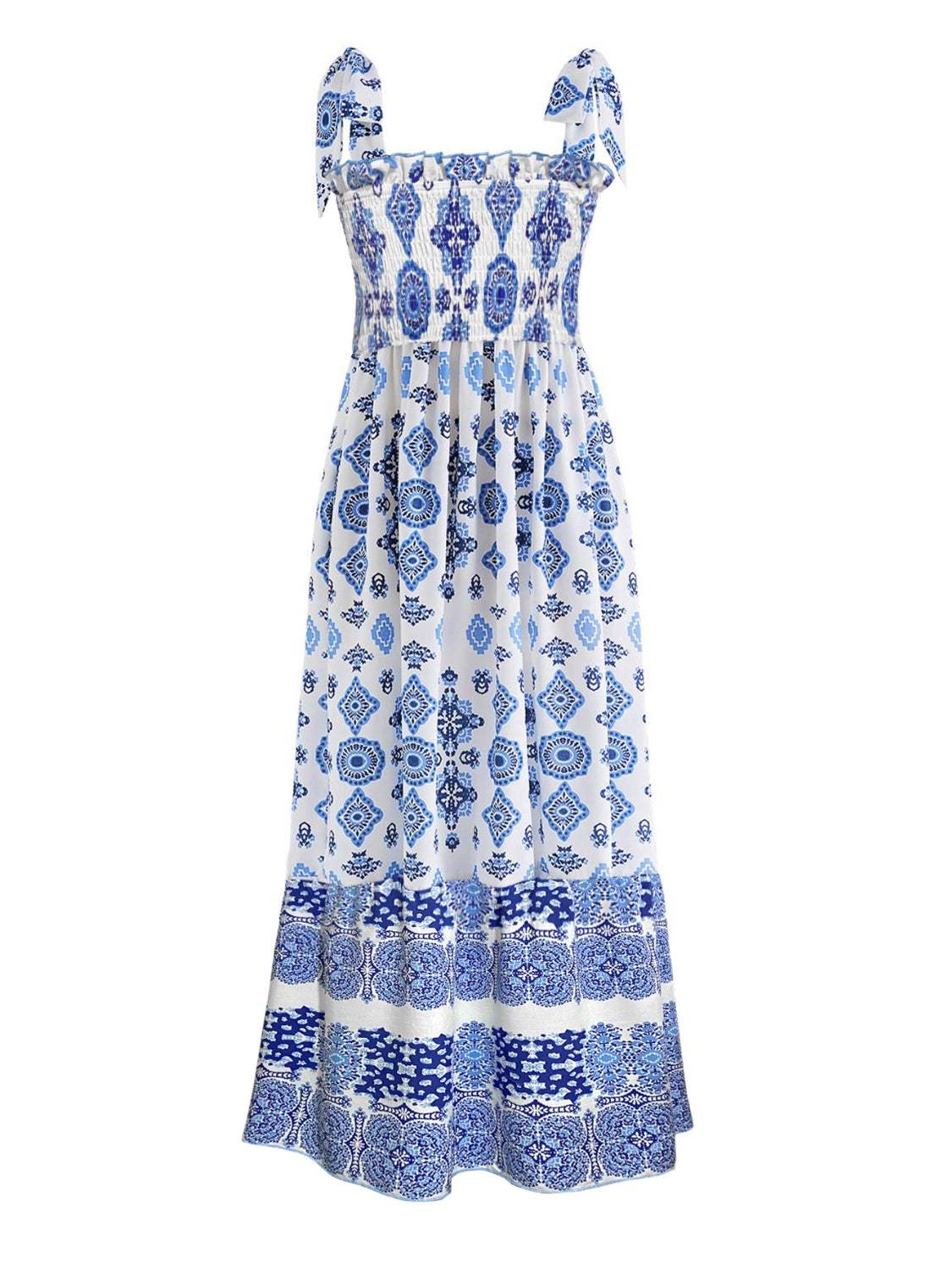 Smocked Printed Square Neck Cami Dress - Trendsi - Flyclothing LLC