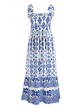 Smocked Printed Square Neck Cami Dress - Trendsi